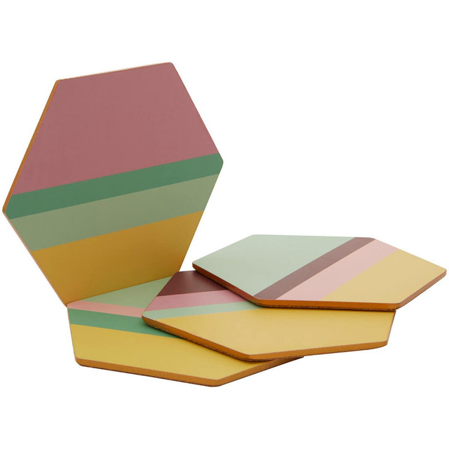 Premier Housewares Mimo Set Of Four Miami Stripe Gold Foil Edge Coasters