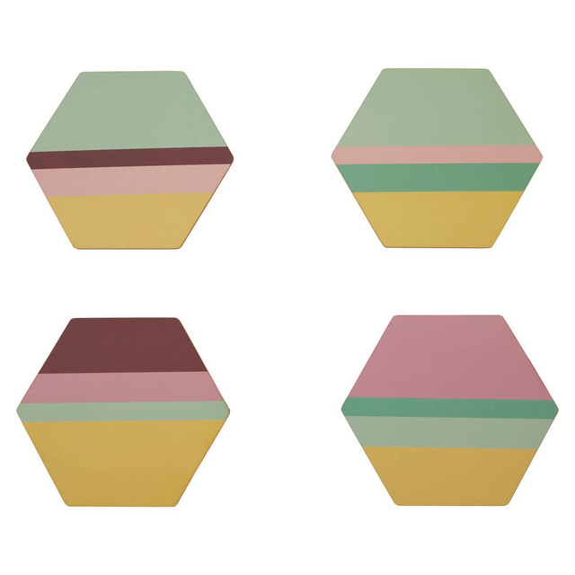 premier housewares Mimo Set Of Four Miami Stripe Gold Foil Edge Coasters