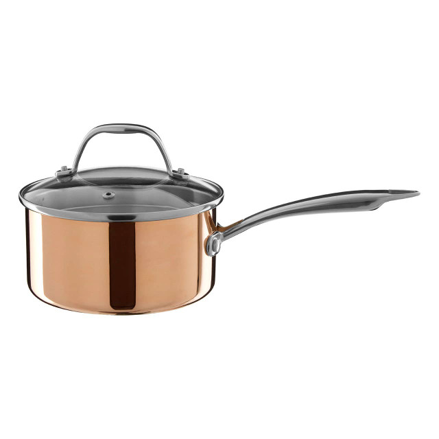 Premier Housewares Minerva Copper Finish 16cm Saucepan With Lid