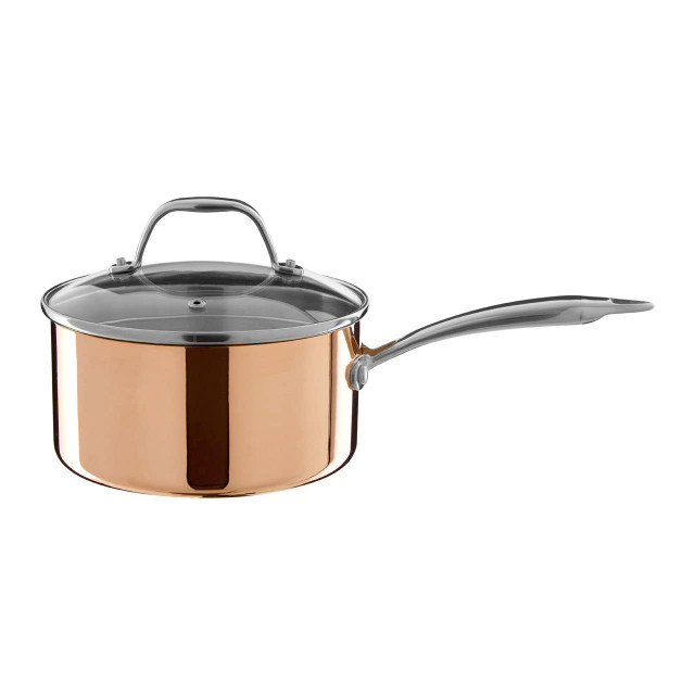 Premier Housewares Minerva Copper Finish 18cm Saucepan With Lid