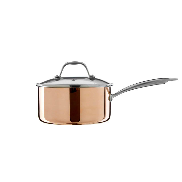 Premier Housewares Minerva Copper Finish 20cm Saucepan With Lid