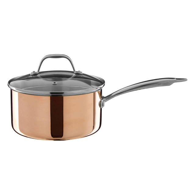 Premier Housewares Minerva Copper Finish 20cm Saucepan With Lid