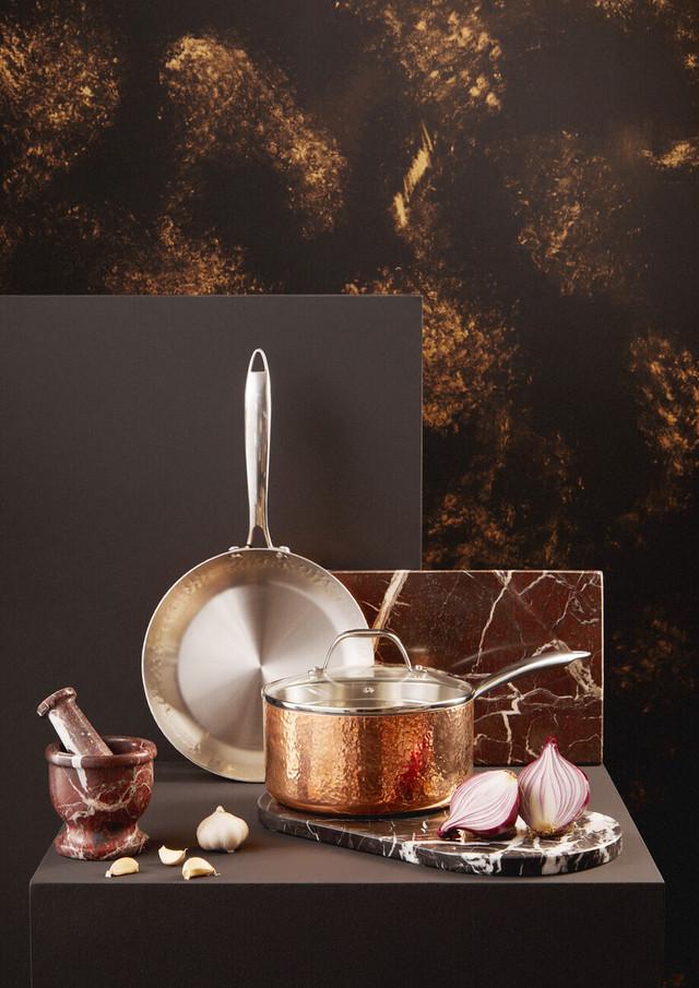 Premier Housewares Minerva Copper Finish Large 20 Cm Hammered Saucepan With Lid