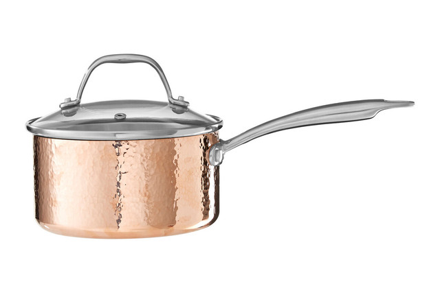 premier housewares Minerva Small 16 cm Hammered Copper Finish Saucepan with Lid