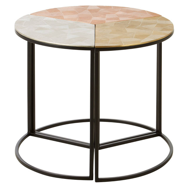 Premier Housewares Mirano Set Of 3 Assorted Round Side Tables