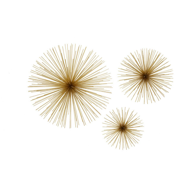 Premier Housewares Mirano Set Of 3 Gold Finish Starburst Wall Decor