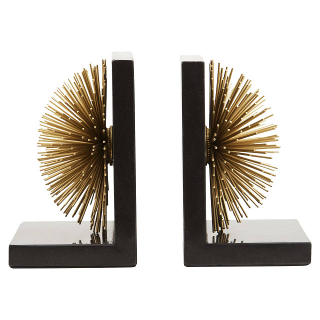 Premier Housewares Mirano Set Of Two Gold Finish Starburst Bookends