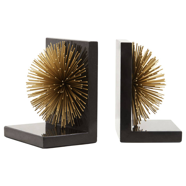 premier housewares Mirano Set Of Two Gold Finish Starburst Bookends