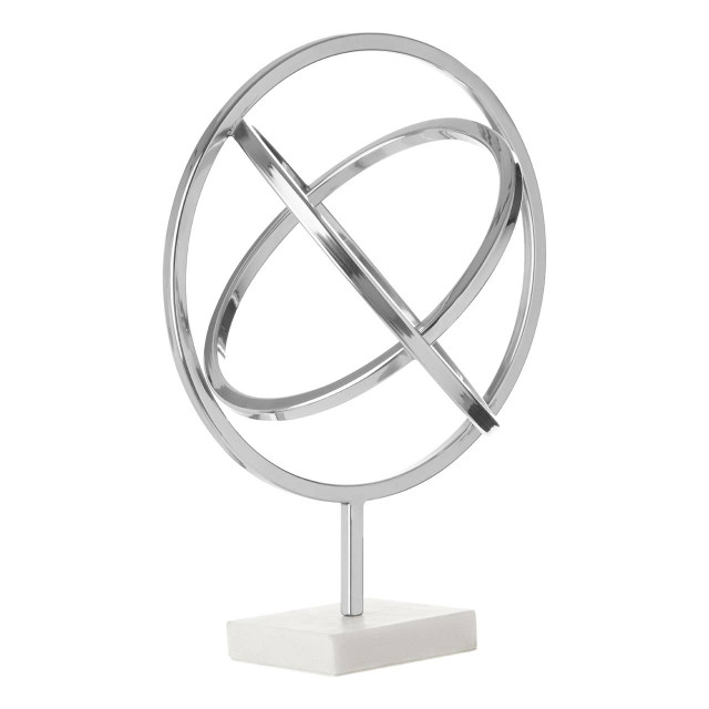 Premier Housewares Mirano Silver Finish Spiral Sculpture With Marble Base