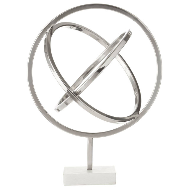 premier housewares Mirano Silver Finish Spiral Sculpture with Marble Base