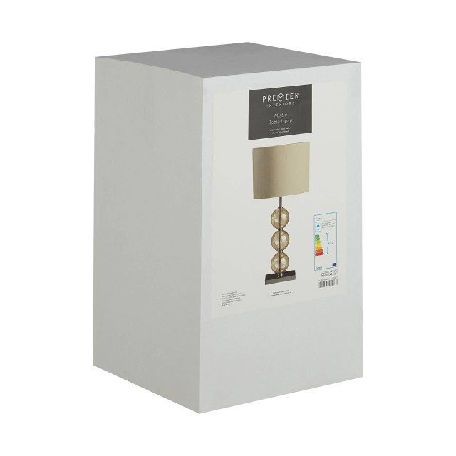 Premier Housewares Mistro Cream Suede Effect Shade Table Lamp