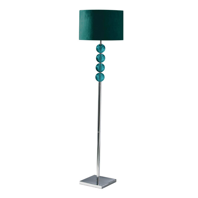 Premier Housewares Mistro Teal Suede Effect Shade Floor Lamp