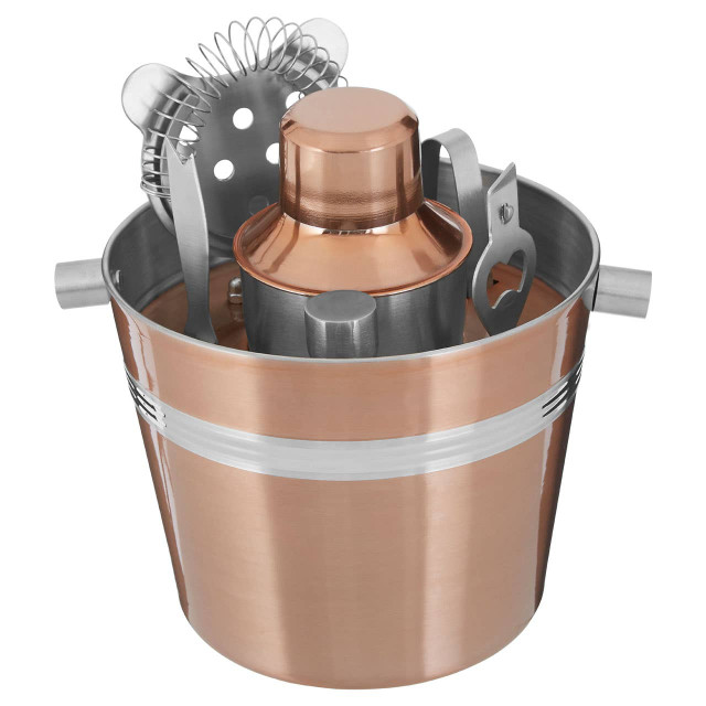 Premier Housewares Mixology 7 Piece Bar Set In Rose Gold Finish