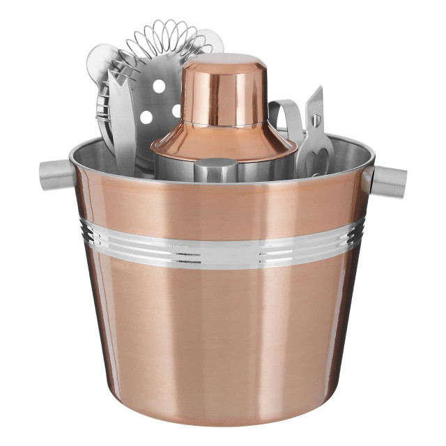 premier housewares Mixology 7 Piece Bar Set in Rose Gold Finish