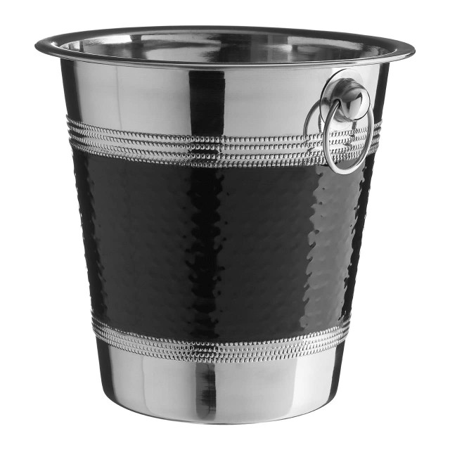 Premier Housewares Mixology Hammered Stainless Steel With Black Band Champagne Or Wine Bucket
