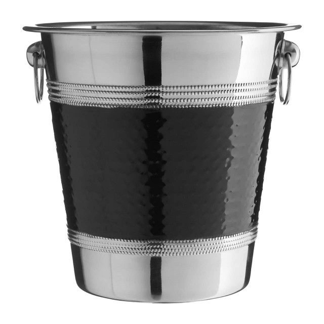 premier housewares Mixology Hammered Stainless Steel With Black Band Champagne Or Wine Bucket