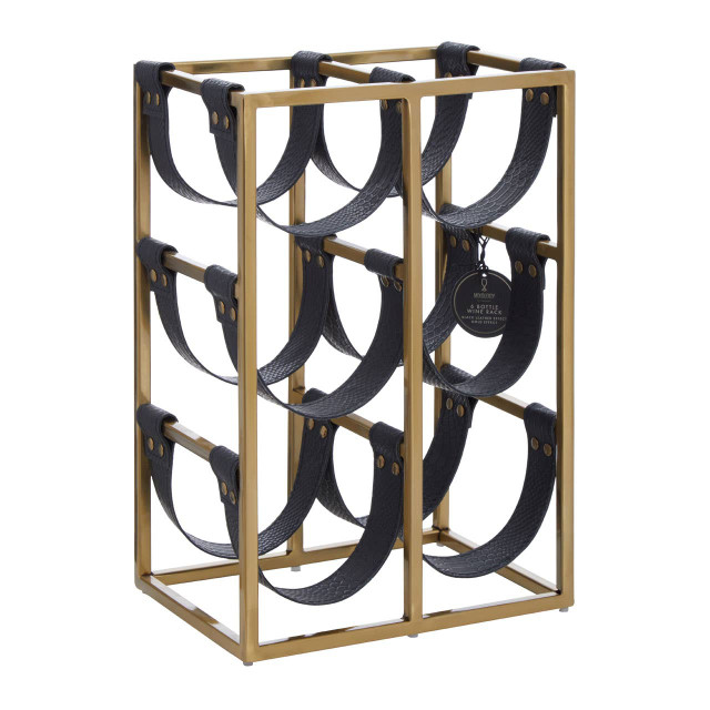 premier housewares Mixology Six Bottle Sling Wine Rack in Gold Finish