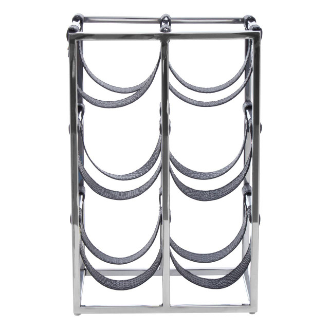 Premier Housewares Mixology Six Bottle Sling Wine Rack In Silver Finish