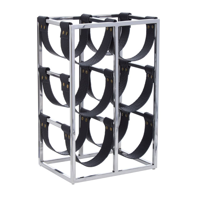 premier housewares Mixology Six Bottle Sling Wine Rack in Silver Finish