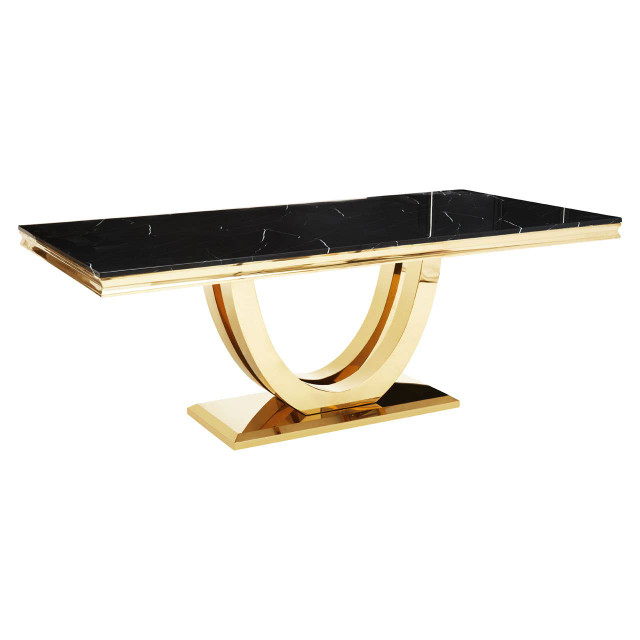 Premier Housewares Moda Black Faux Marble Rectangular Dining Table