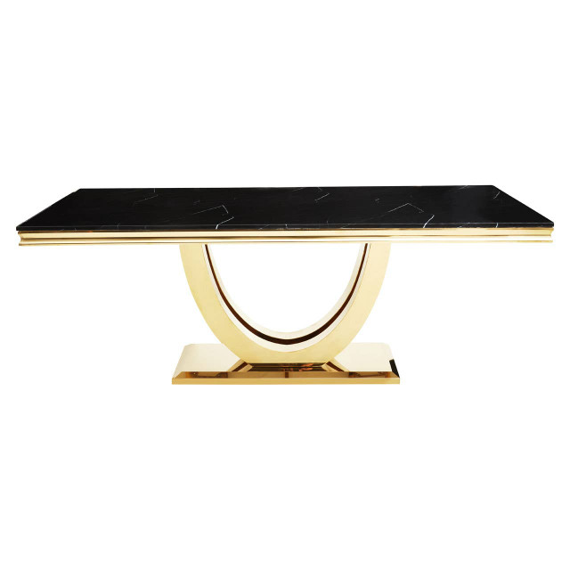 premier housewares Moda Black Faux Marble Rectangular Dining Table