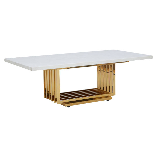 Premier Housewares Moda Ivory White Faux Marble Coffee Table With Gold Finished Frame