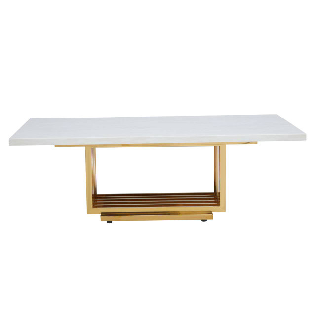 premier housewares Moda Ivory White Faux Marble Coffee Table With Gold Finished Frame