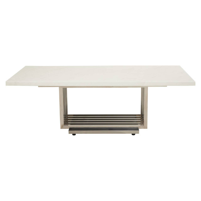 Premier Housewares Moda White Faux Marble Coffee Table With Silver Finish Frame