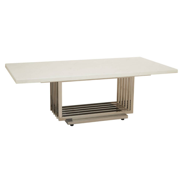 Premier Housewares Moda White Faux Marble Coffee Table With Silver Finish Frame