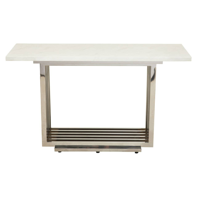 Premier Housewares Moda White Faux Marble Console Table With Silver Finish Frame