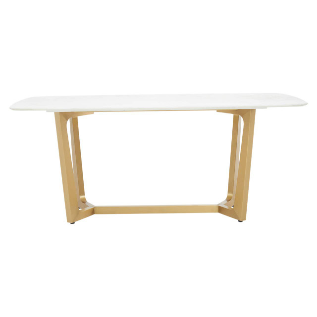 Premier Housewares Moda White Faux Marble Top Dining Table With Stainless Steel Frame