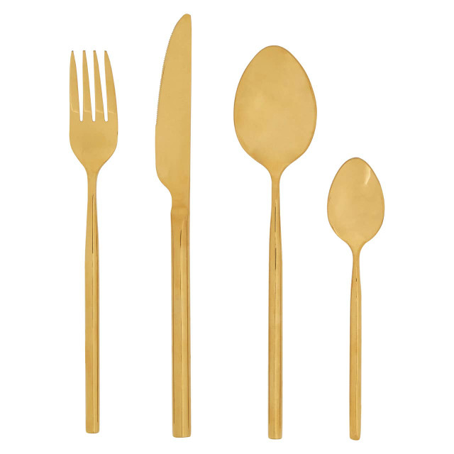 premier housewares Modern Retro 16 Piece Gold Finish Cutlery Set