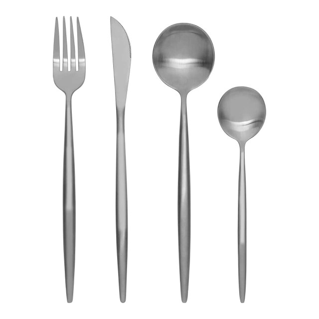 premier housewares Modern Retro 16 Piece Matte Silver Cutlery Set