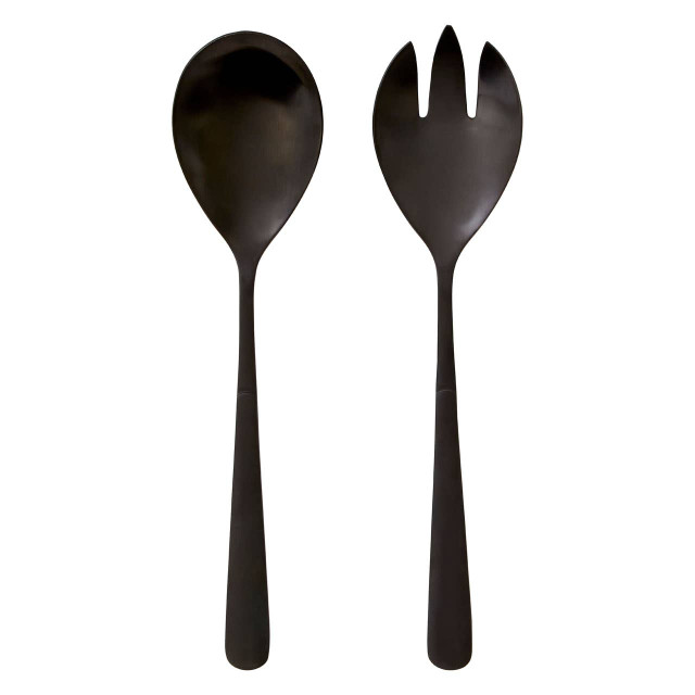 Premier Housewares Modern Retro Matt Black 2 Piece Salad Servers
