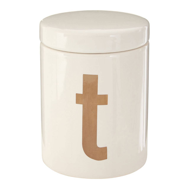Premier Housewares Mono White And Gold Tea Canister