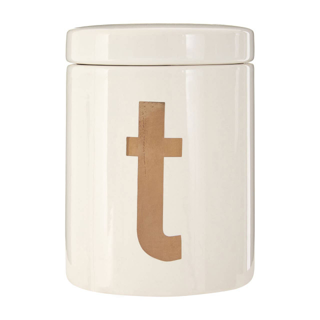 premier housewares Mono White and Gold Tea Canister