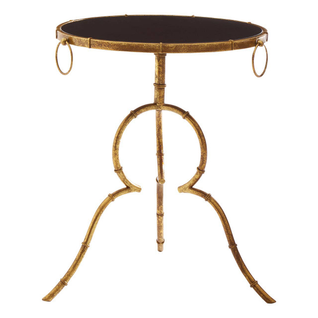 premier housewares Monroe Black Tempered Glass Top Accent Table