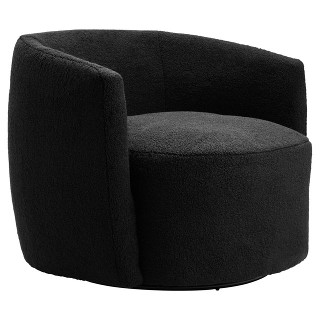 Premier Housewares Montreal Black Boucle Effect Curved Lounge Chair With Swivel Base
