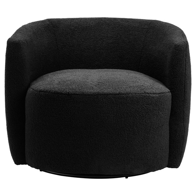 Premier Housewares Montreal Black Boucle Effect Curved Lounge Chair With Swivel Base
