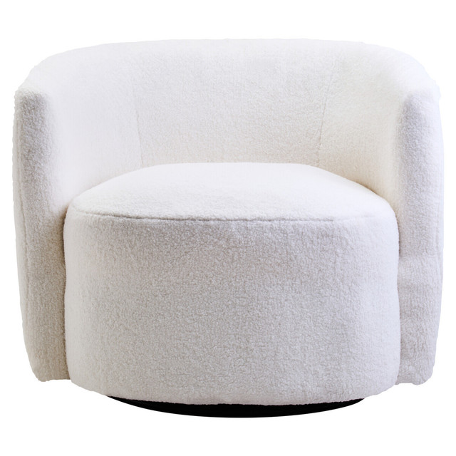 Premier Housewares Montreal Ivory Boucle Effect Curved Lounge Chair With Swivel Base