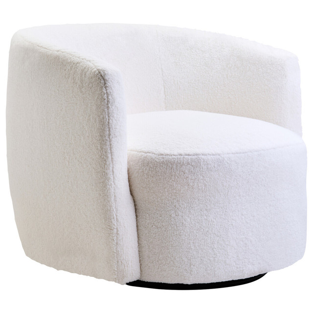 Premier Housewares Montreal Ivory Boucle Effect Curved Lounge Chair With Swivel Base