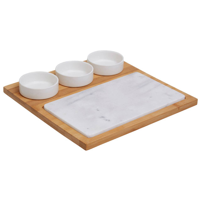 premier housewares Monzaro 5 Piece White Marble And Ceramic Serving Board