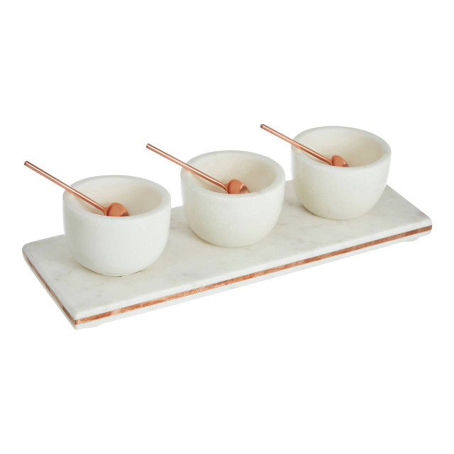 Premier Housewares Monzaro Marble Dip Bowls With Board Set
