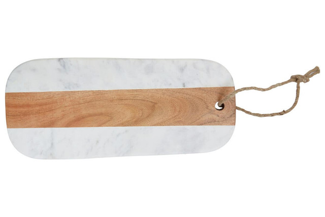 Premier Housewares Monzaro Oblong White Marble And Acacia Wood Board