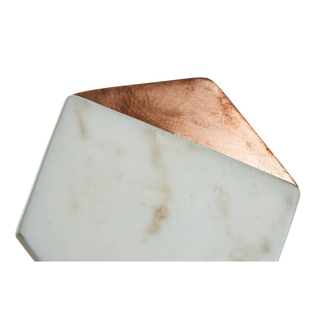 Premier Housewares Monzaro Set Of 4 White Marble And Copper Inlay Coasters
