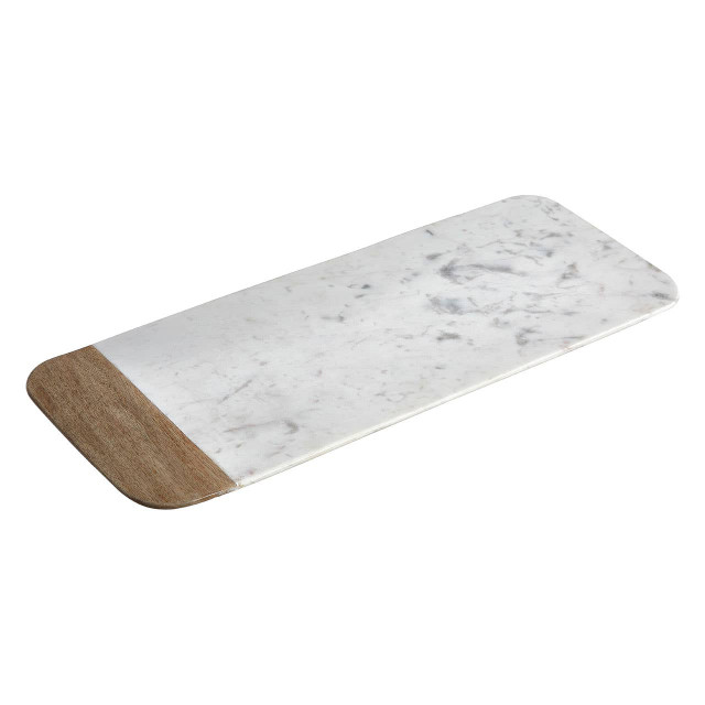 Premier Housewares Monzaro Small White Marble And Mango Wood Serving Tray