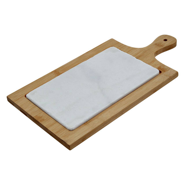 Premier Housewares Monzaro White Marble And Bamboo Cheese Board
