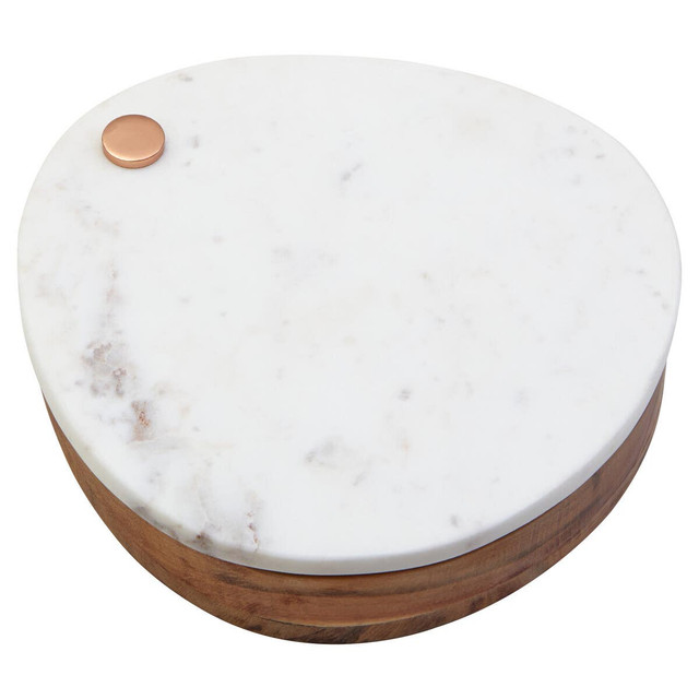 Premier Housewares Monzaro White Marble And Wood Cheese Knife And Board Set