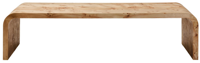 Premier Housewares Mota Burl Wood Design Curved Coffee Table