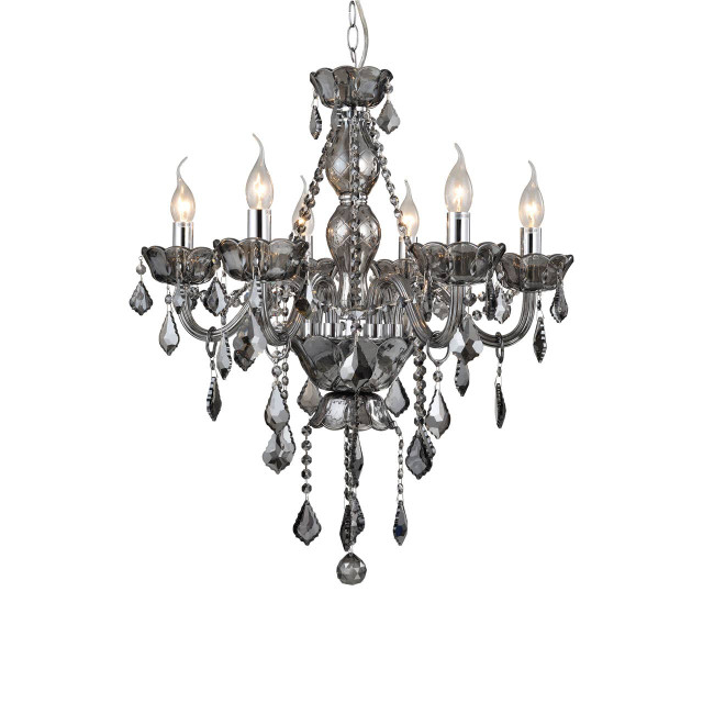 Premier Housewares Murano Smoked Chrome And Crystal Chandelier